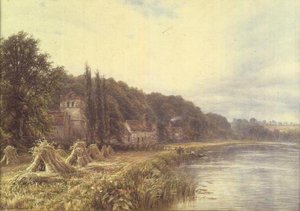 Dorp aan de Rivier met vissende figuren