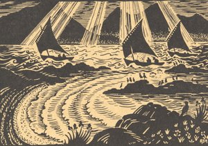Drie zeilschepen door Edmund Hunter