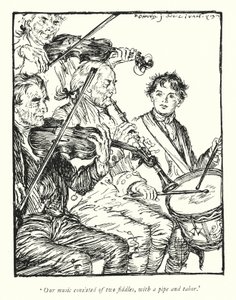 Illustratie voor The Vicar of Wakefield door Oliver Goldsmith (litho) door Edmund Joseph Sullivan