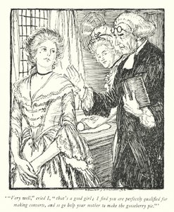 Illustratie voor The Vicar of Wakefield door Oliver Goldsmith (litho) door Edmund Joseph Sullivan