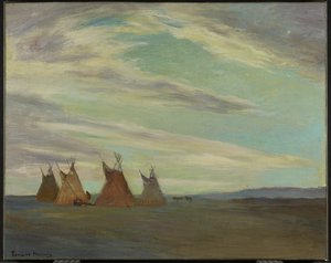 Indiaans kampement op de prairie, eind 19e-begin 20e eeuw door Edmund Montague Morris