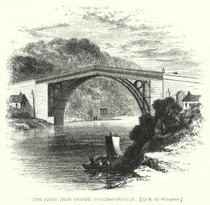 De Eerste IJzeren Brug, Coalbrookdale (gravure) door Edmund Morison (after) Wimperis