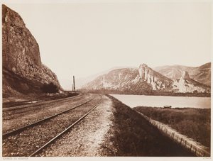 Naderen van de bergpas bij Donzère, uit het album "The Northern Railway from Paris to Lyon and the Mediterranean", c.1861 (albumendruk) door Edouard-Denis Baldus