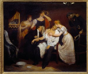 De dood van de hertog van Berry op 13/02/1820 in de Koninklijke Muziekacademie door Edouard  Cibot