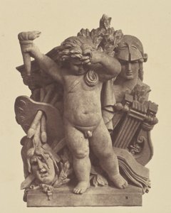[Les Beaux-arts", Beeldhouwwerk van Nicolas Guillemin, Decoratie van het Louvre, Parijs].