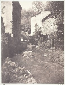 Watermolens in Auvergne door Édouard Baldus