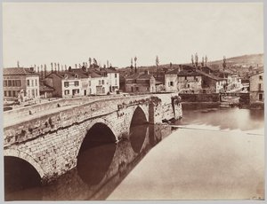 Périgueux. De Tournepiche-brug, stroomopwaarts gezien door Édouard Baldus
