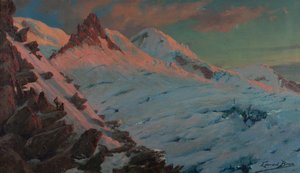 Twee bergbeklimmers arriveren bij Les Grands Mulets (Mont-Blanc massief) door Edouard Brun