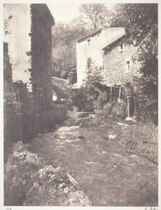 Watermolens in Auvergne door Edouard Denis Baldus