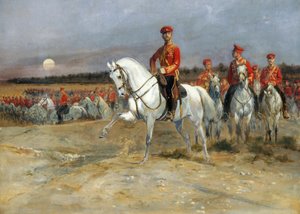 Tsarevitsj Nicolaas inspecteert de troepen