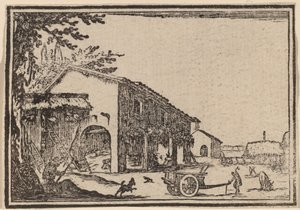 Binnenplaats van een boerderij door Edouard Eckman after Jacques Callot