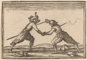 Duel met zwaarden door Edouard Eckman after Jacques Callot