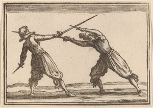 Duel met zwaarden en dolken door Edouard Eckman after Jacques Callot