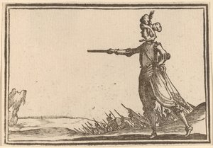 Militaire Commandant te Voet door Edouard Eckman after Jacques Callot