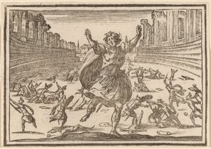 Schermutseling in een Romeins circus door Edouard Eckman after Jacques Callot