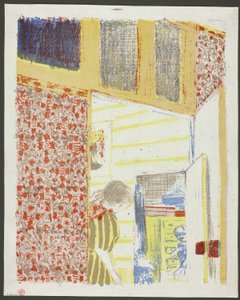 Interieur met roze behang III, plaat zeven uit Landschappen en interieurs