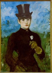 Amazone, blauwe achtergrond door Édouard Manet