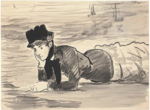 Annabel Lee aan het strand. Om 1881 door Édouard Manet