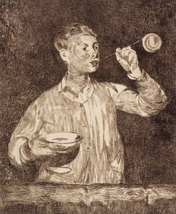 Jongen die zeepbellen blaast door Édouard Manet