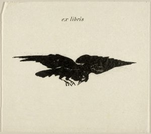 Vliegende raaf: ex libris, uit De Raaf (Le Corbeau) door Édouard Manet
