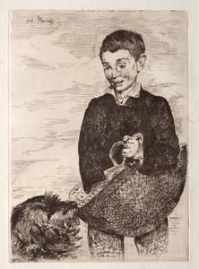 De jongen met de hond, met de mand door Édouard Manet