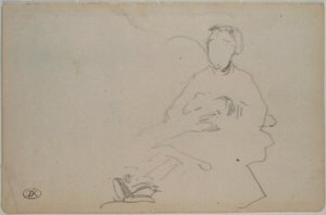 Manet - Schets van een zittende vrouw (blad uit een schetsboek), circa 1864-1868 door Édouard Manet