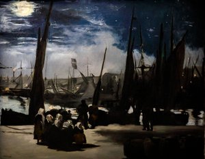 Maanlicht op de haven van Boulogne