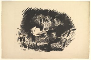 Er was eens een middernacht somber. Illustratie bij The Raven van Edgar Allan Poe