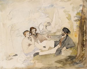 Picknick in een bos door Édouard Manet