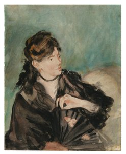 Portret van Berthe Morisot met een waaier door Édouard Manet