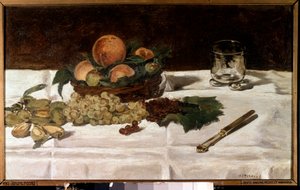Stilleven, fruit op een tafel