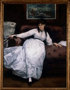 De Rust (Portret van de vrouwelijke schilder Berthe Morisot op een bank)
