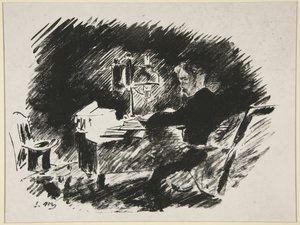 Onder de lamp, eerste illustratie van Mallarmés vertaling van Poe