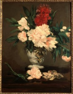 Vaas met pioenen op voetstuk door Édouard Manet