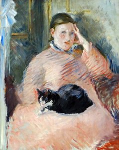 Vrouw met een Kat circa 1880-2, door de Franse Impressionistische kunstenaar, Edouard Manet