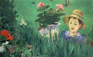 Kind tussen bloemen (Jacques Hoschedé) door Édouard Manet
