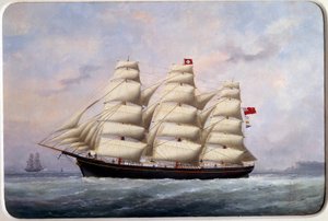Het zeilschip William Lawrence. Aquarel door Edouard Adam (1847-1929) 1881. Parijs, Musee de la Marine door Edouard Marie Adam