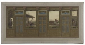 Schets voor het stadhuis van het 20e arrondissement: De huishoudelijke zorg, het onderwijs, het werk, de opvoeding, in 1884