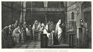 Synagoge tijdens een Torah-lezing