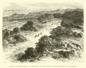 Beklimming van Habaspampa, op weg naar de pas in de Cordillera van Occobamba door Edouard Riou
