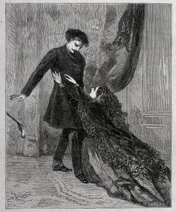 Edmond Dantes en Mercedes - Gravure door Riou, in 