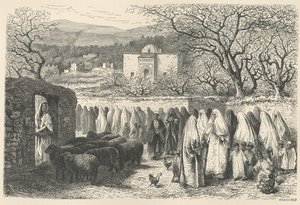 Marabout en processie: Tlemcen, gegraveerd door Henri Theophile Hildibrand (1824-97) door Edouard Riou