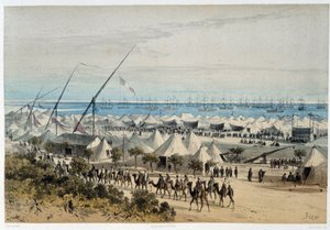De haven van Ismalia en het kamp van gasten bij de opening van het Suezkanaal - in 