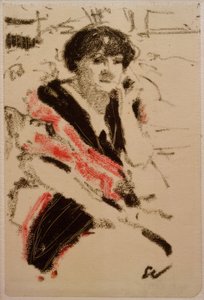 Halffiguur van een zittende vrouw door Edouard Vuillard