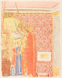 Interieur met roze behang III door Edouard Vuillard