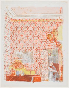 Interieur met Roze Gordijnen I door Edouard Vuillard