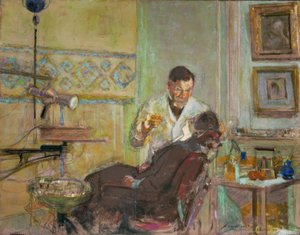 Dokter Georges Viau in zijn tandartspraktijk