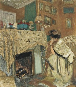 Madame Hessel bij de open haard, 1917-1918