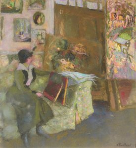 Model op een Groene Bank door Edouard Vuillard