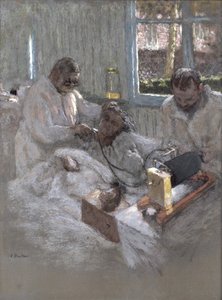 De cardioloog Henri Vaquez (1860-1936) en zijn assistent, dokter Parvu, in la Pitie, c.1918-21 door Edouard Vuillard